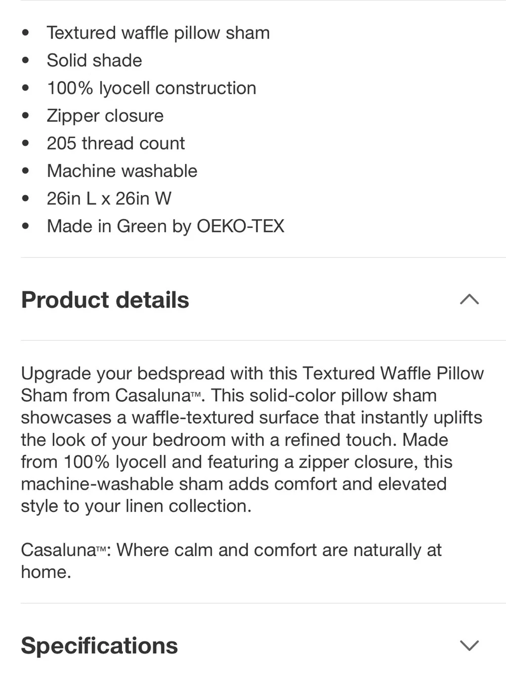 Casaluna King Olive Green Waffle-Knit Sham 20” x 36”
